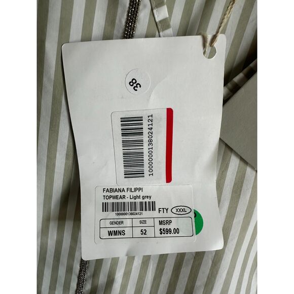 NWT FABIANA FILIPPI Women's White Striped Embellished Sleeveless Tunic Size 3XL - Picture 6 of 10